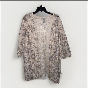 Tatted Floral Jacket Cardigan Floral Catherine’s Womens 1X Cottage Core Granny